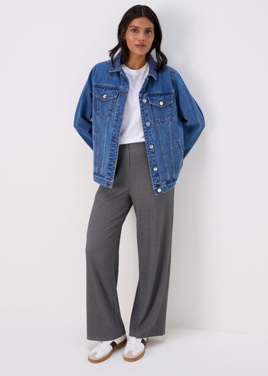 Grey Wide Leg Textured Co Ord Trousers