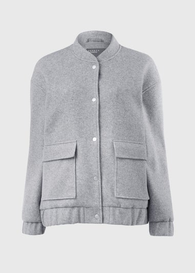 Grey Wool Touch Bomber Jacket