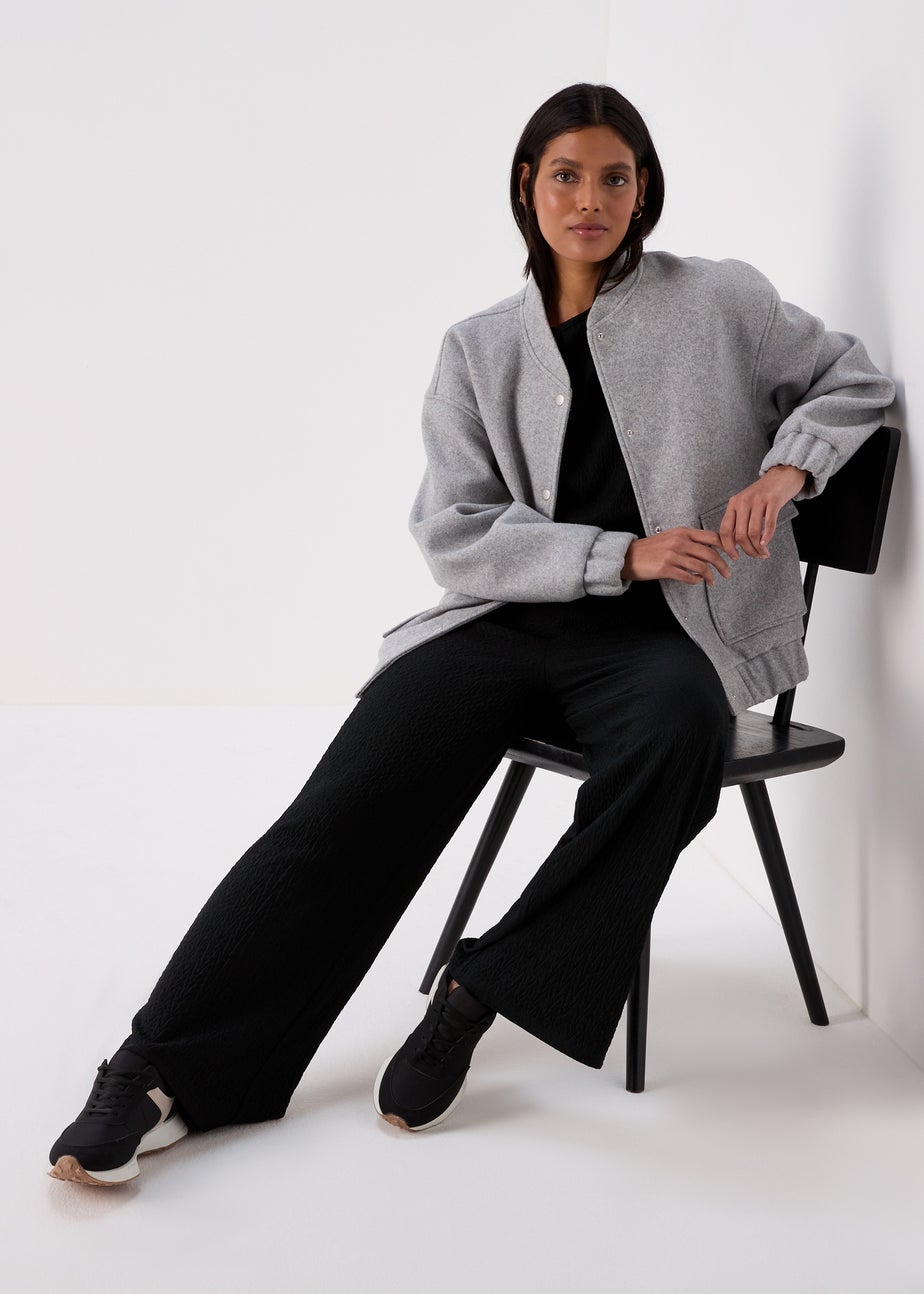 Grey Wool Touch Bomber Jacket