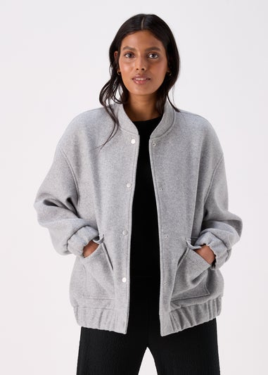 Grey Wool Touch Bomber Jacket