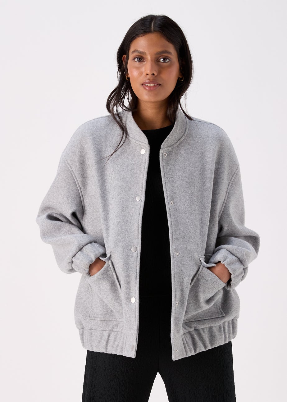 Grey Wool Touch Bomber Jacket