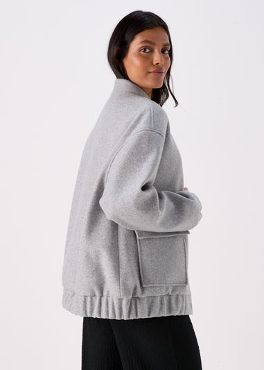 Grey Wool Touch Bomber Jacket