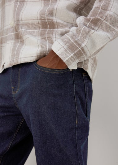 Blue Raw Straight Fit Jeans