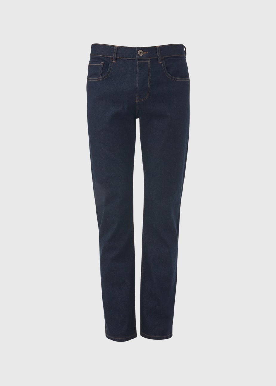 Blue Raw Straight Fit Jeans