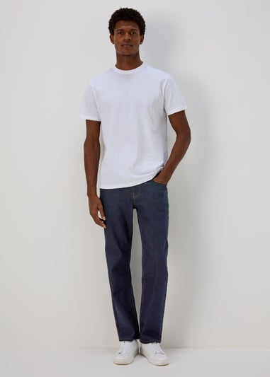 Blue Raw Straight Fit Jeans
