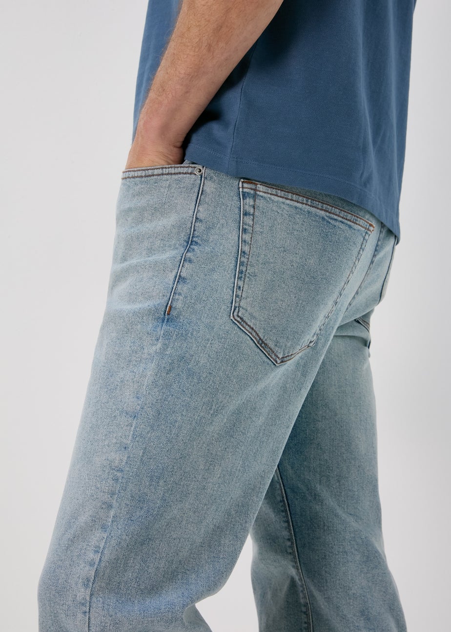 Blue Light Wash Straight Fit Jeans