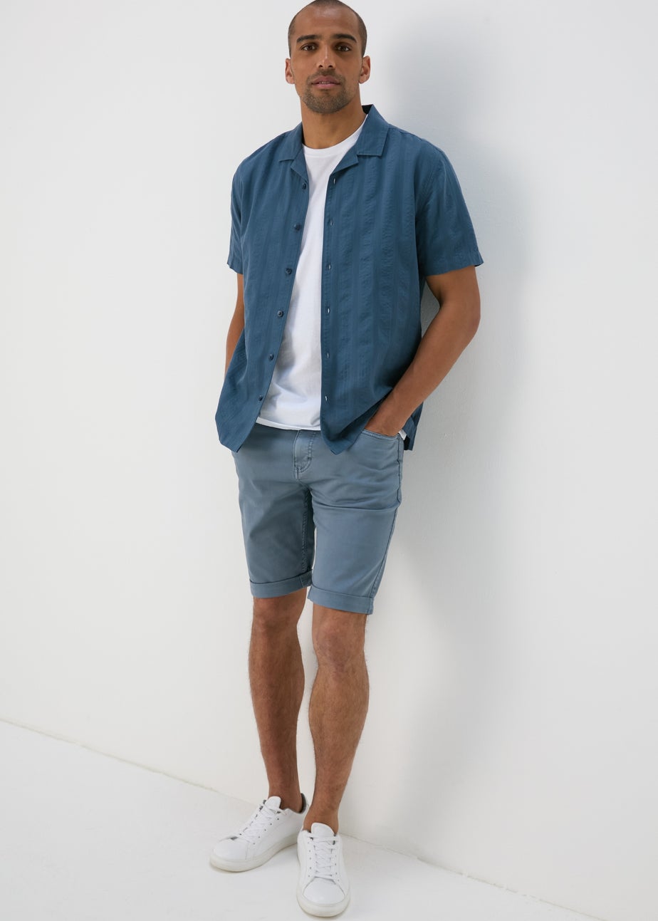 Blue Garment Dyed Shorts