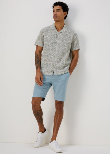 Ecru Geo Print Textured Shirt