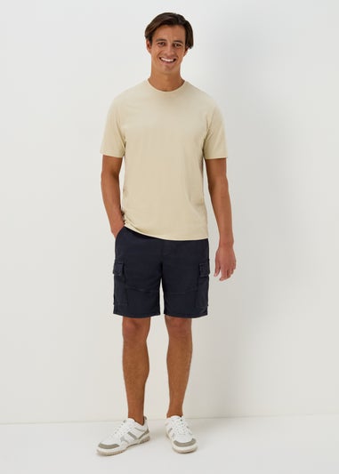 Navy Knitted Cargo Shorts