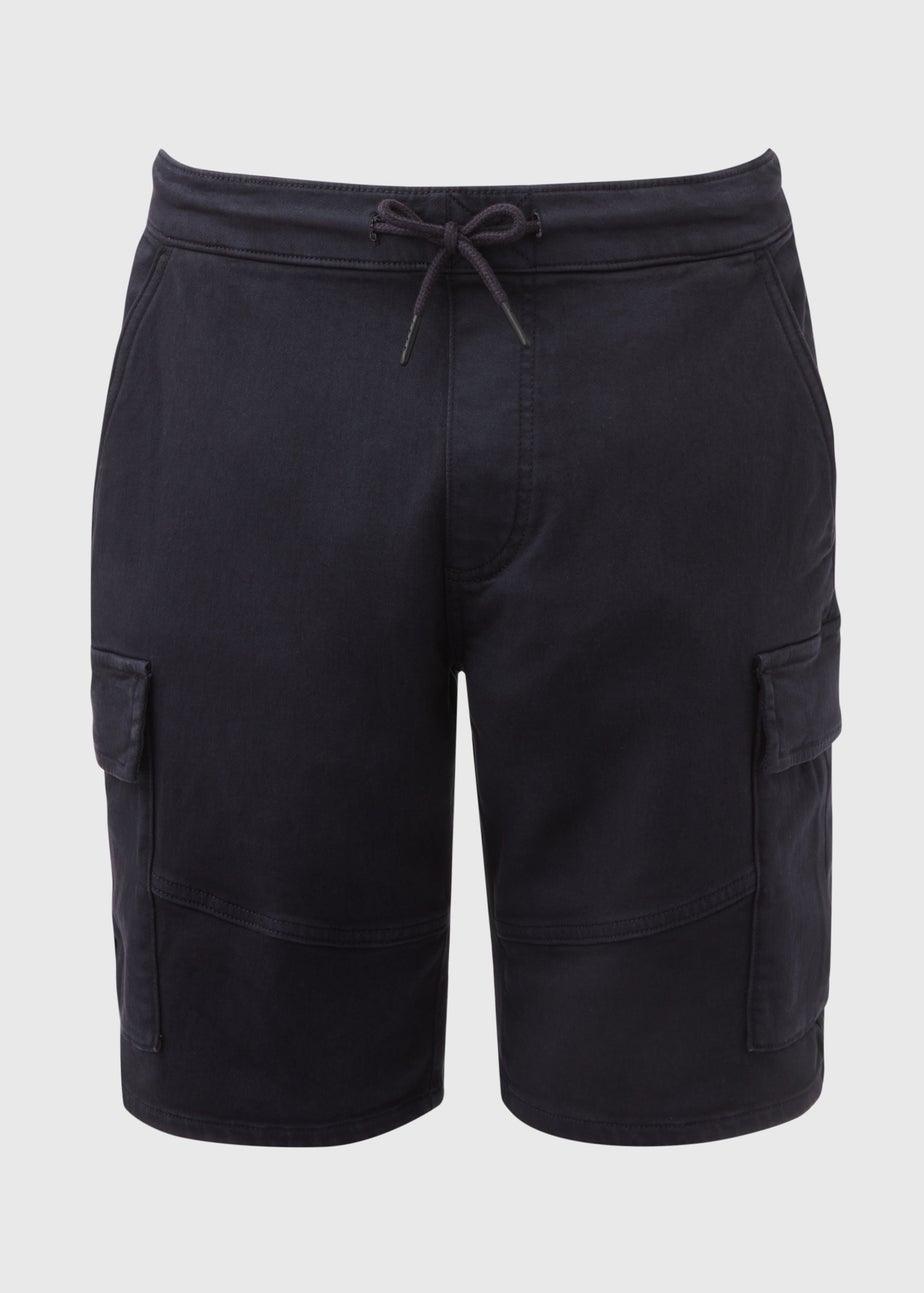 Navy Knitted Cargo Shorts