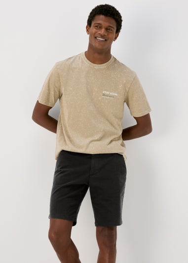 Black Straight Fit Chino Shorts