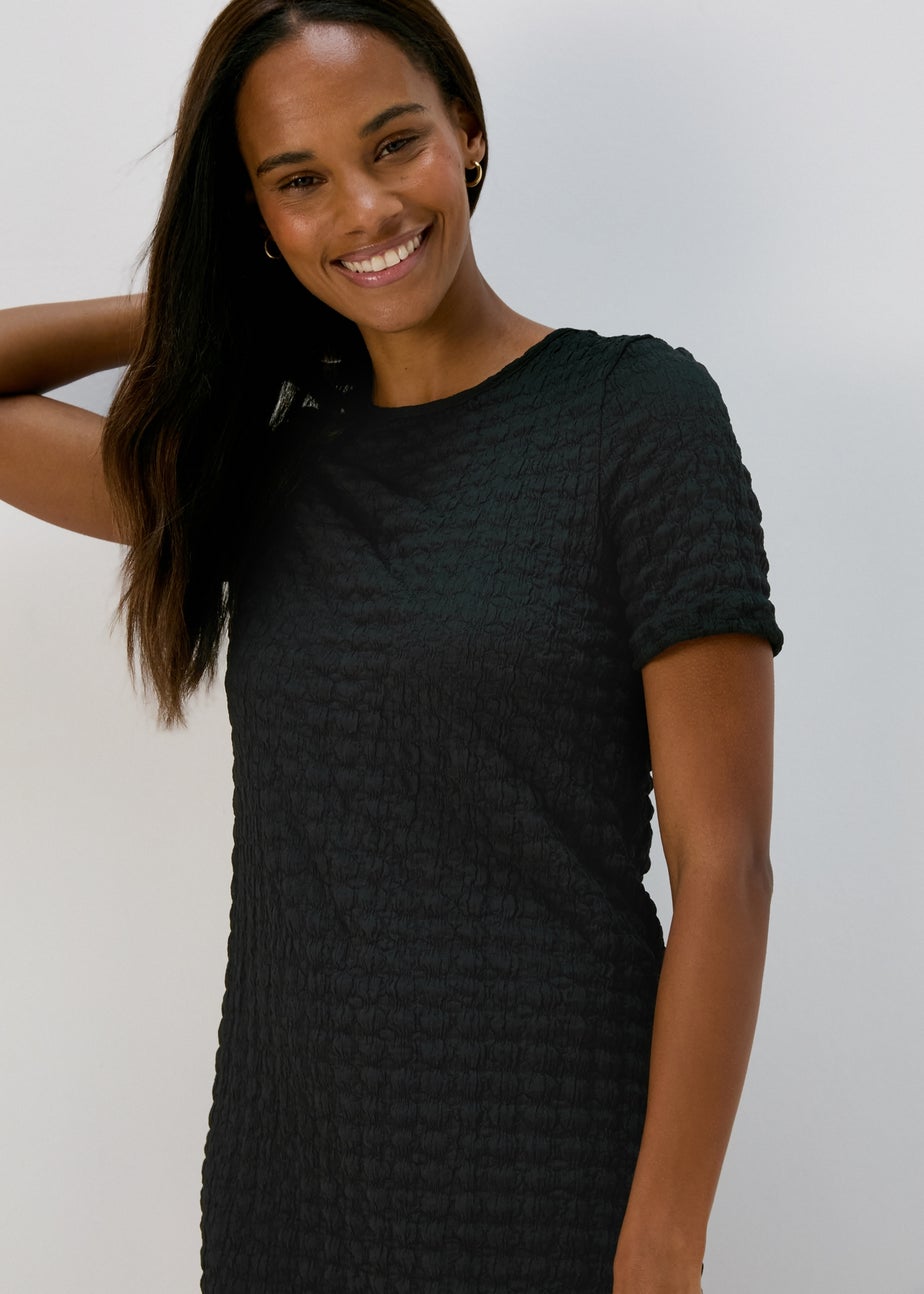 Black Hyper Textured Mini Dress