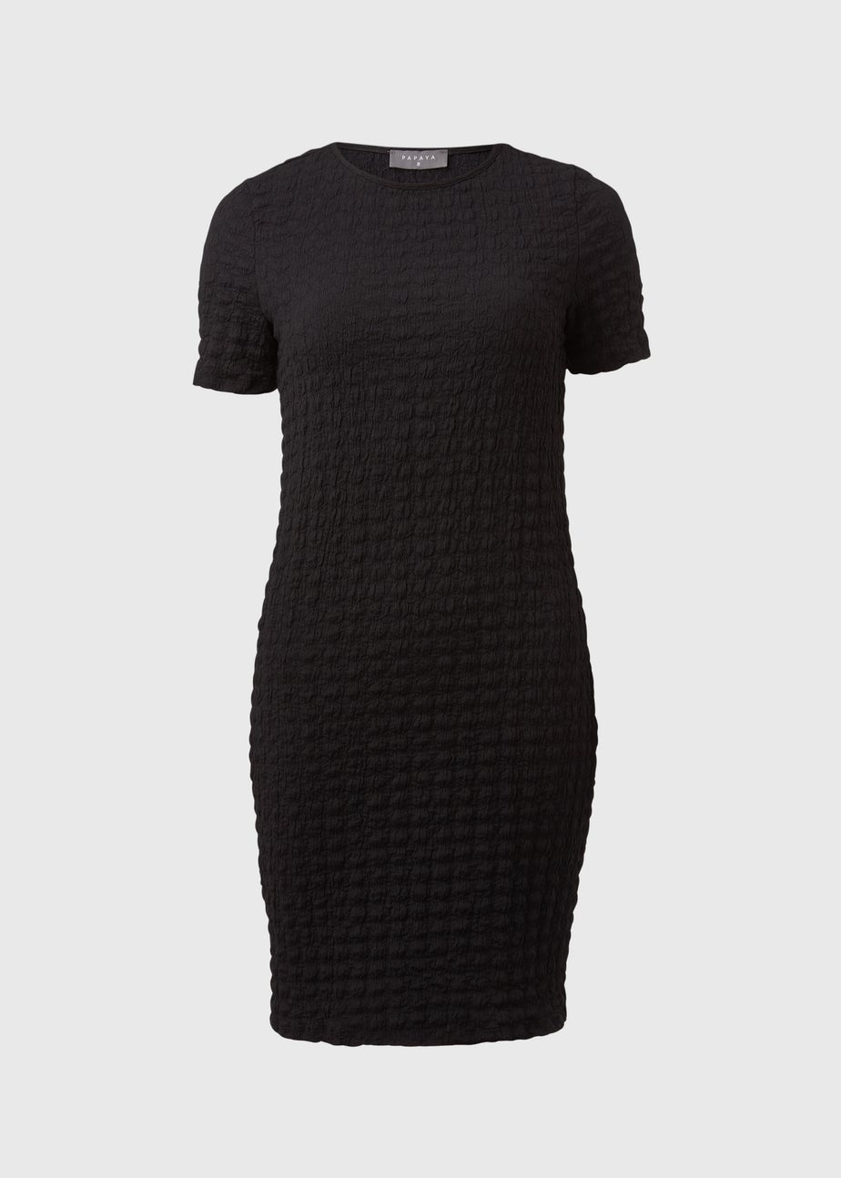 Black Hyper Textured Mini Dress
