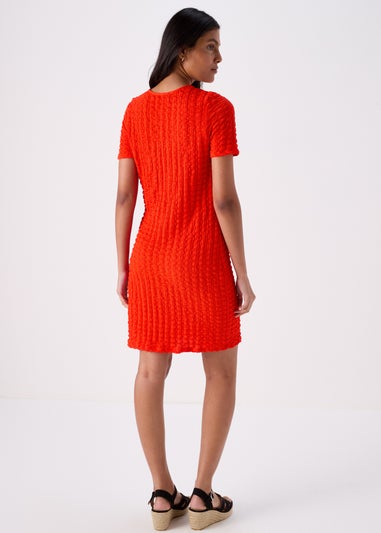 Red Hyper Texture Mini Dress