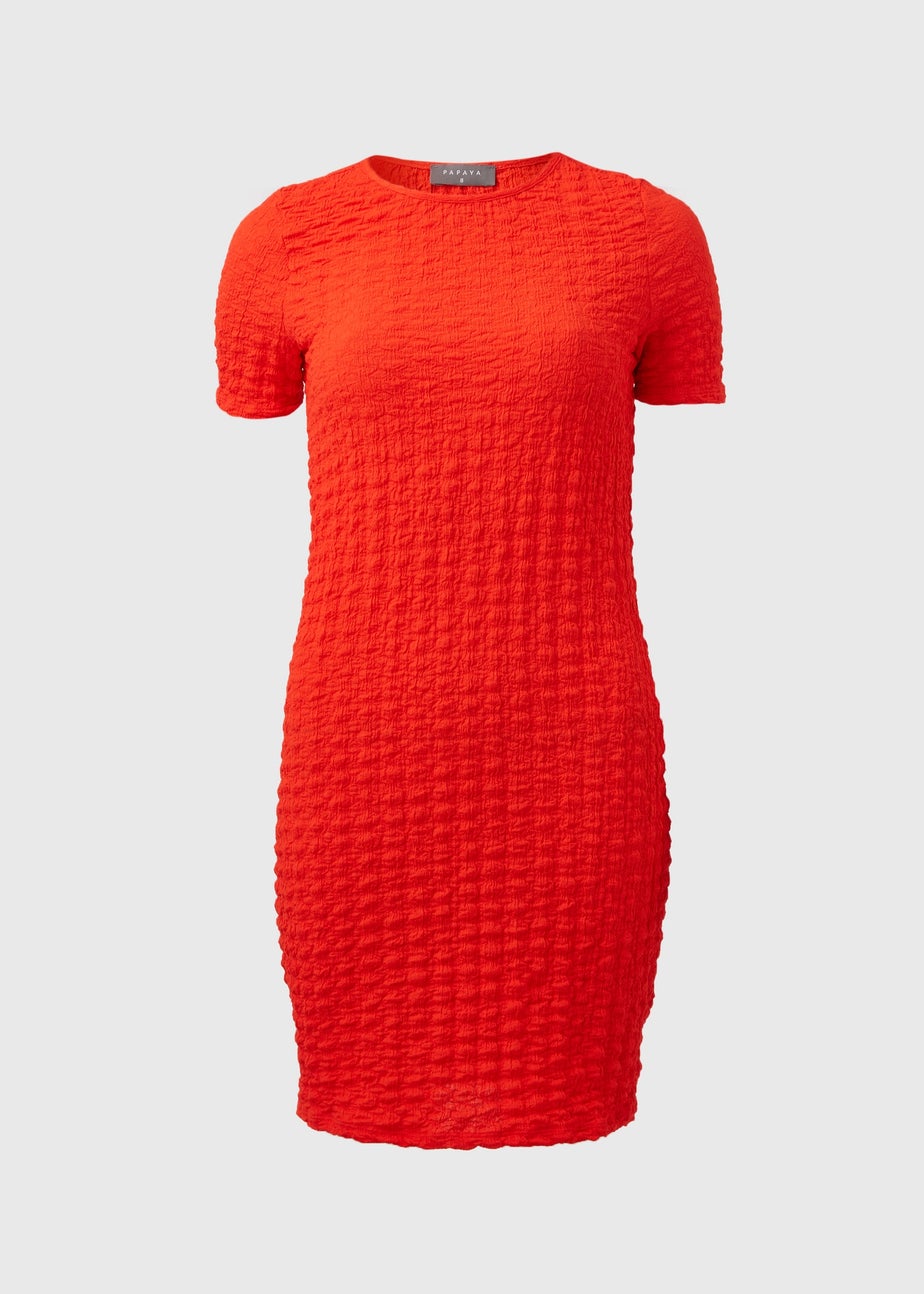 Red Hyper Texture Mini Dress