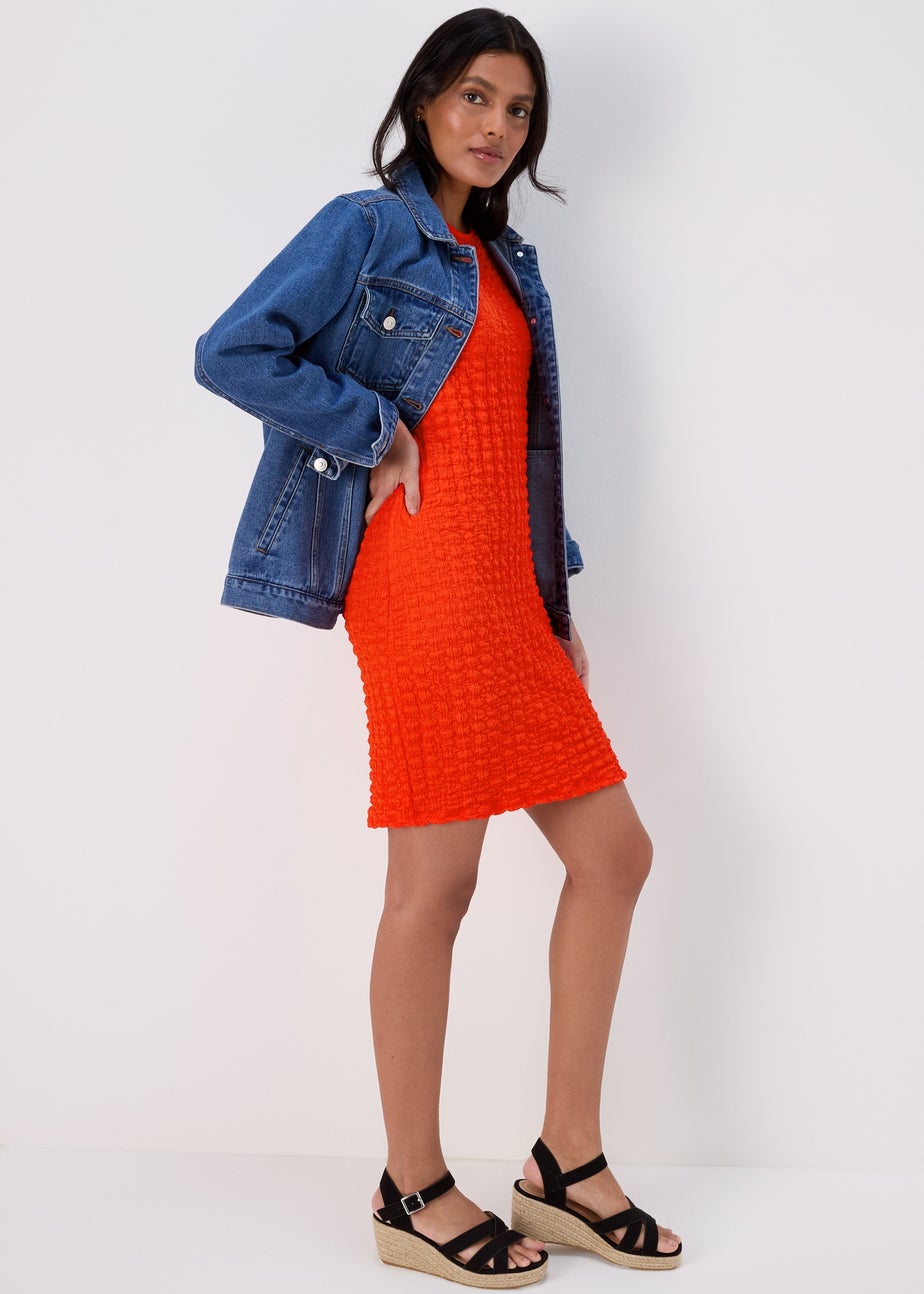 Red Hyper Texture Mini Dress