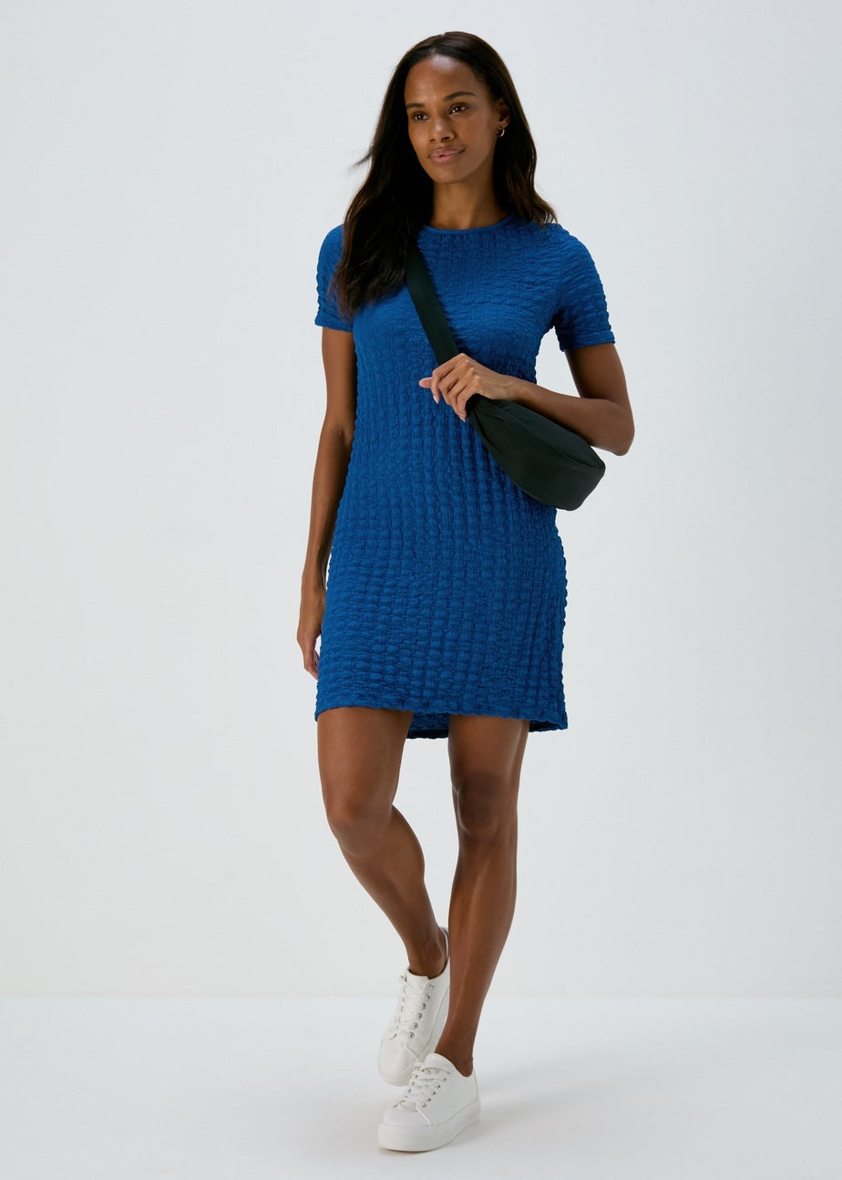 Blue Hyper Texture Mini Dress