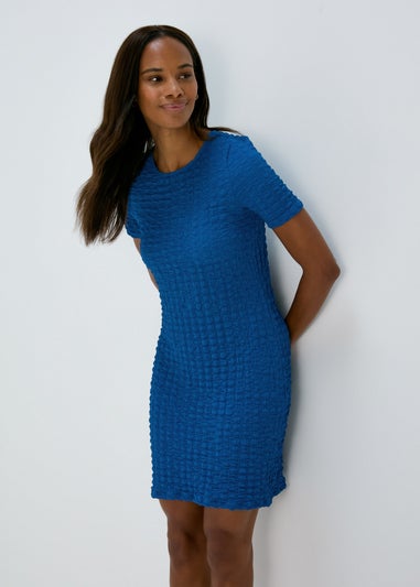 Blue Hyper Texture Mini Dress
