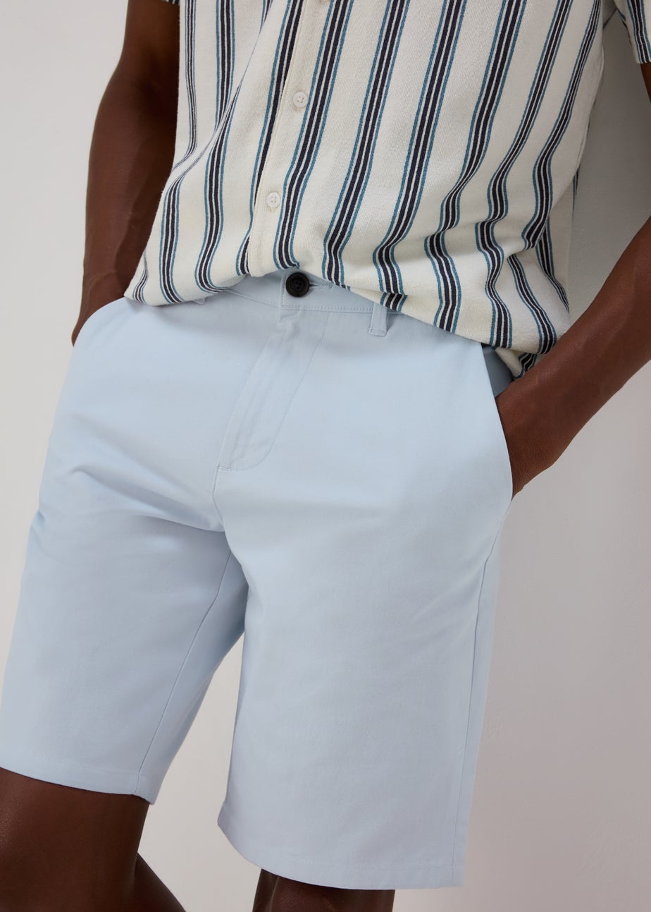 Blue Straight Fit Chino Shorts