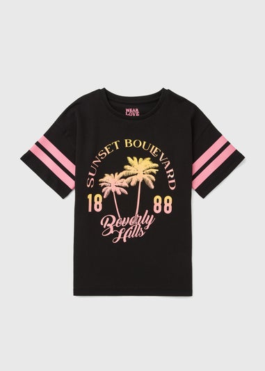 Girls Black Beverly Hills T-Shirt (7-13yrs)