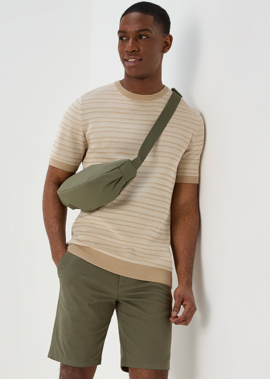 Khaki Straight Fit Chino Shorts