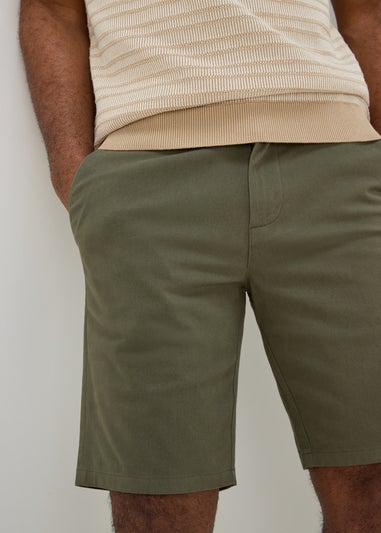 Khaki Straight Fit Chino Shorts