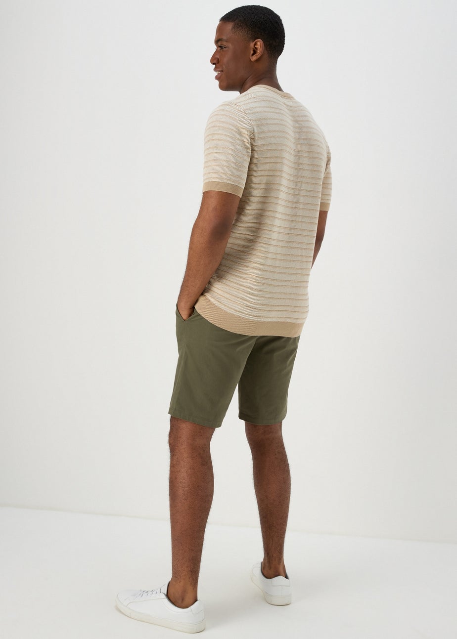 Khaki Straight Fit Chino Shorts