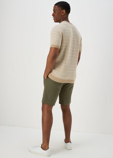 Khaki Straight Fit Chino Shorts