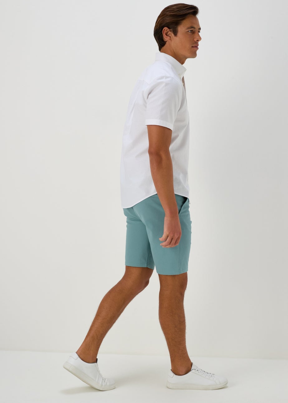 Teal Straight Fit Chino Shorts