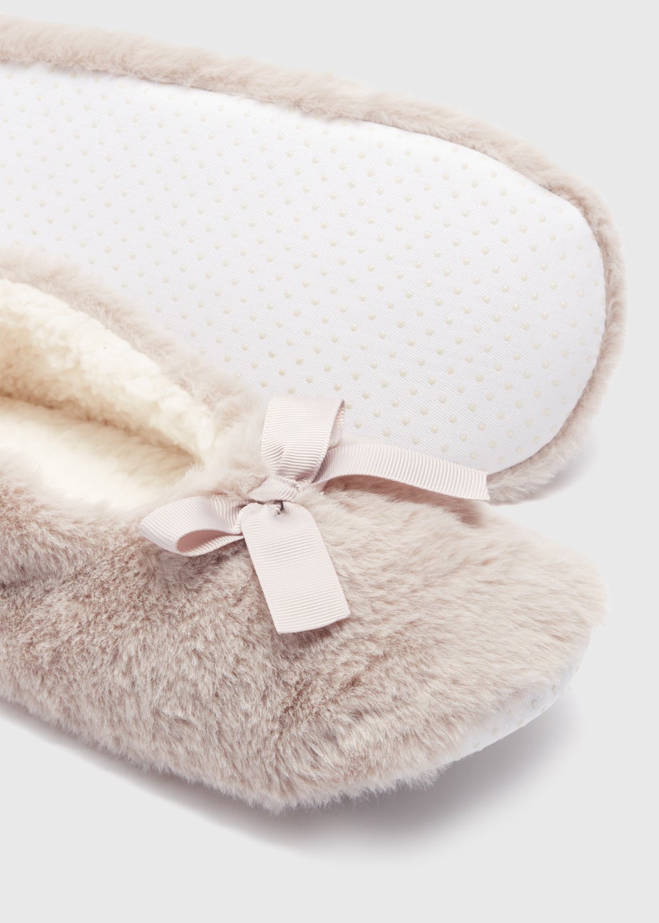 Grey Faux Fur Slipper Socks