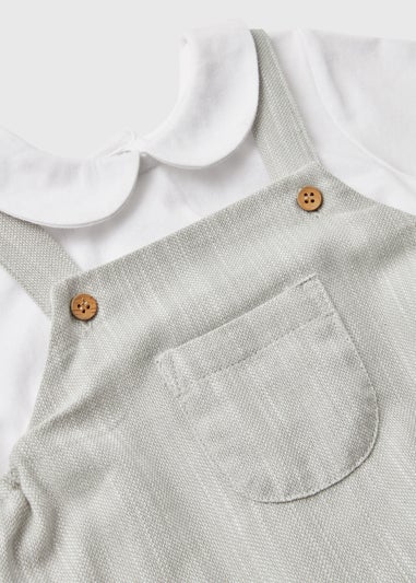 Baby Grey Smart Collar Dungaree Set (Newborn-23mths)