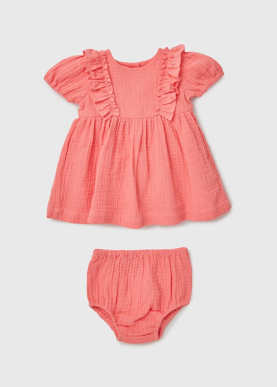 Girls Pink Schifley Dress & Knickers Set (Newborn-23mths)