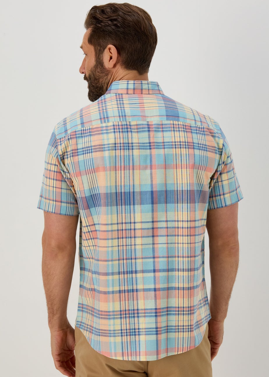 Lincoln Peach Madras Check Shirt