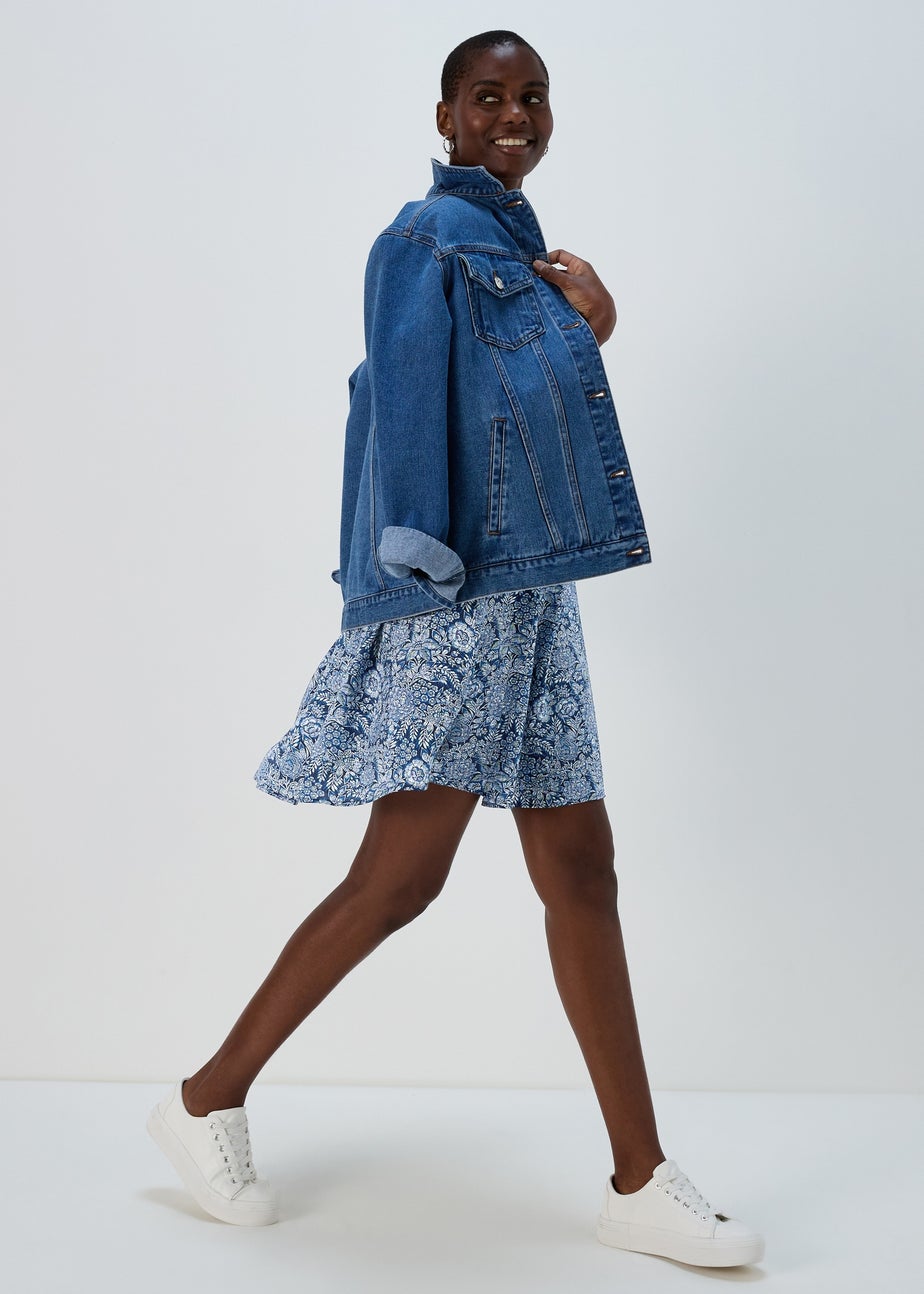 Blue Floral Airflow Boho Mini Dress