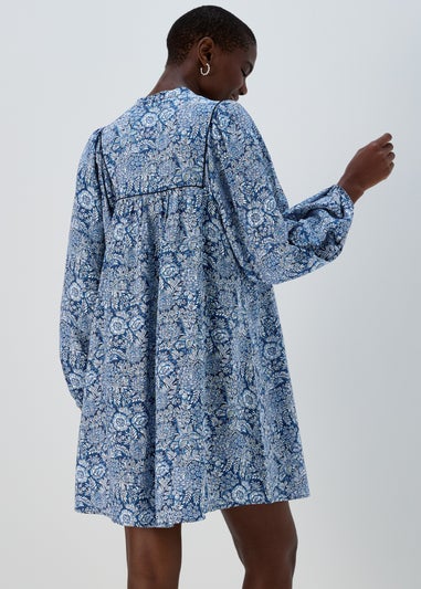 Blue Floral Airflow Boho Mini Dress