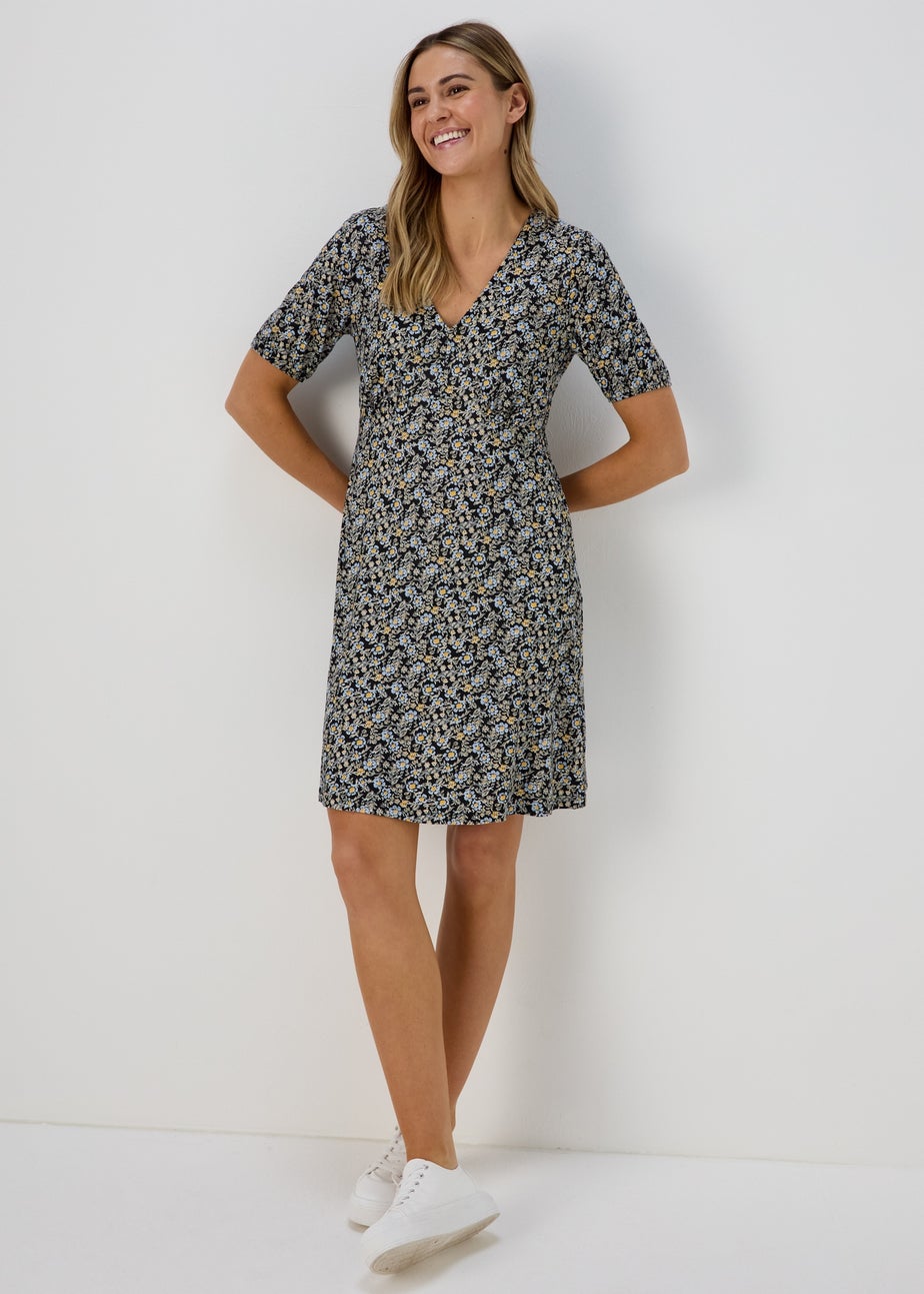 Blue Floral Supersoft Mini Dress