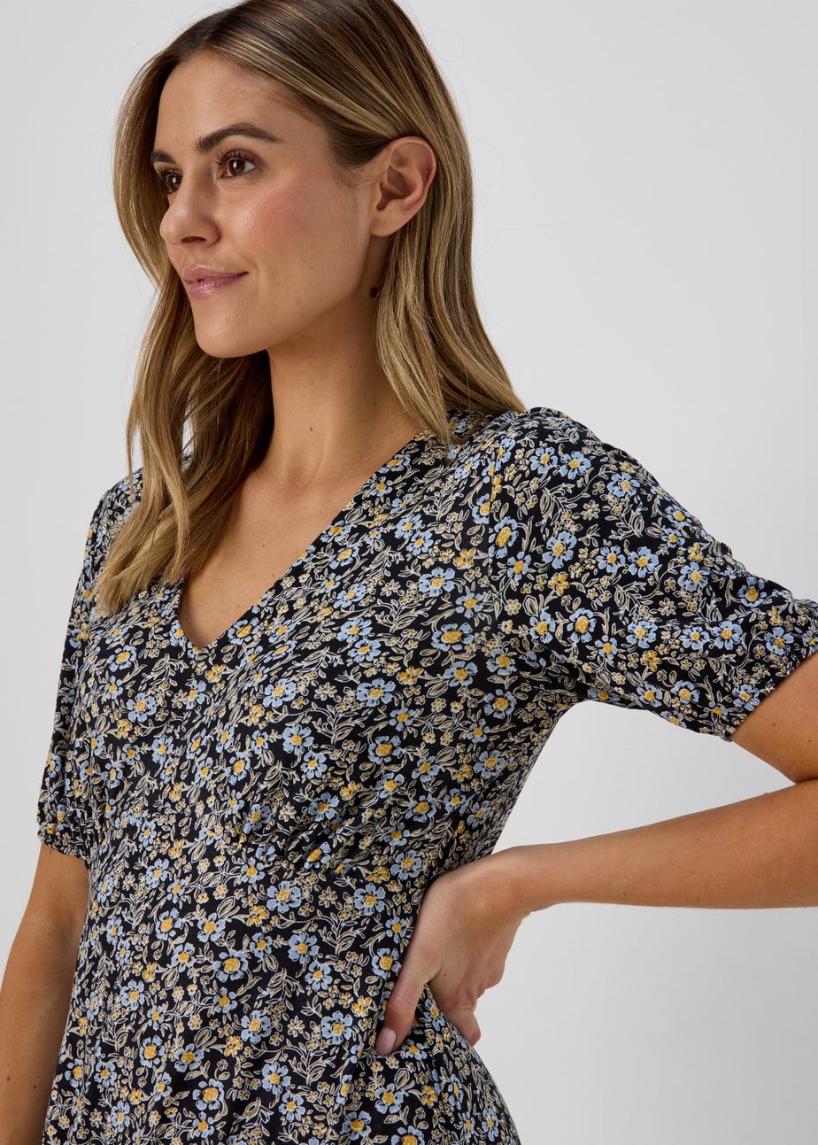 Blue Floral Supersoft Mini Dress