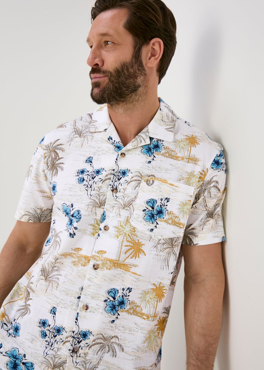Lincoln Ecru Island Print Shirt