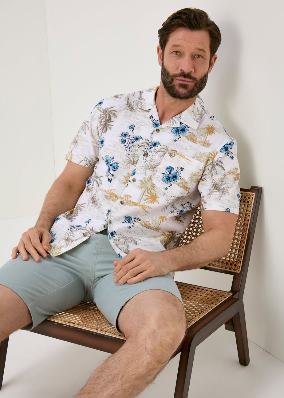 Lincoln Ecru Island Print Shirt
