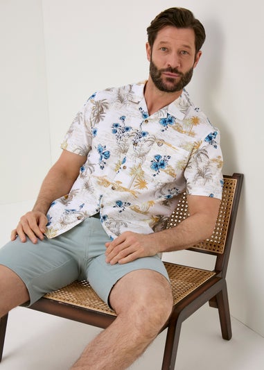 Lincoln Ecru Island Print Shirt