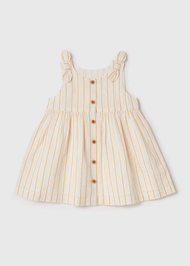 Girls Cream Stripe Dress (Newborn-23mths)