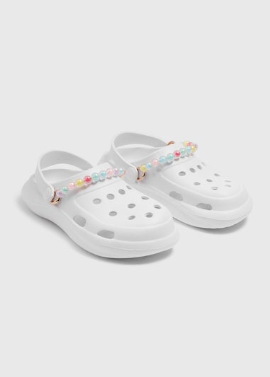 White Rainbow Chain Clogs (Younger 10-Older 5)