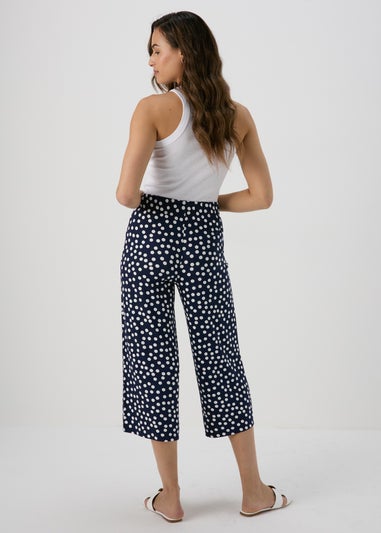 Navy Co Ord Spot Print Wide Leg Trousers