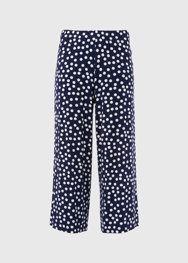 Navy Co Ord Spot Print Wide Leg Trousers