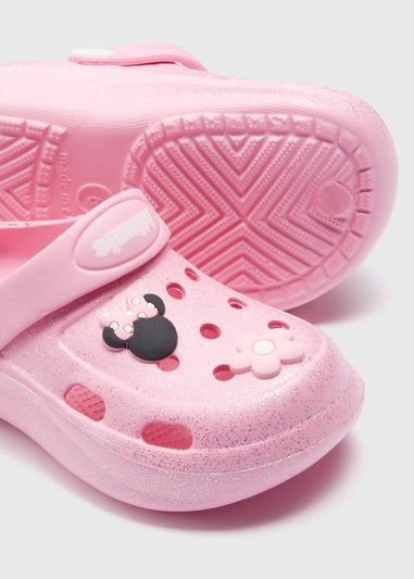 Disney Kids Pink Minnie Mouse Badge Clogs (Younger 4-12)