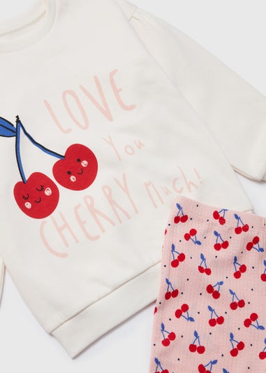 Pink Cherry Sweatshirt & Flared Bottoms Set (1-7yrs)