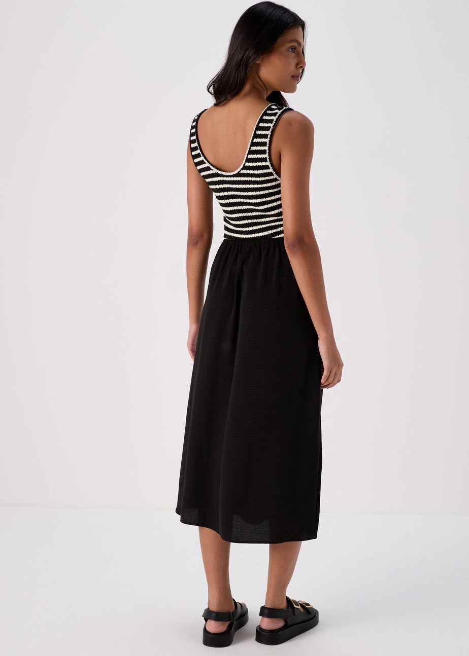 Black Elasticated Midi Skirt