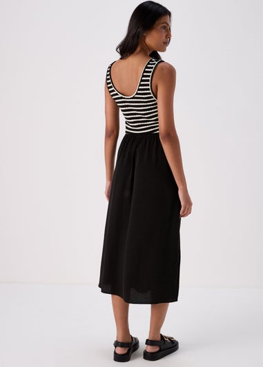 Black Elasticated Midi Skirt