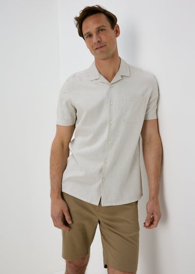 Ecru Linen Short Sleeve Shirt