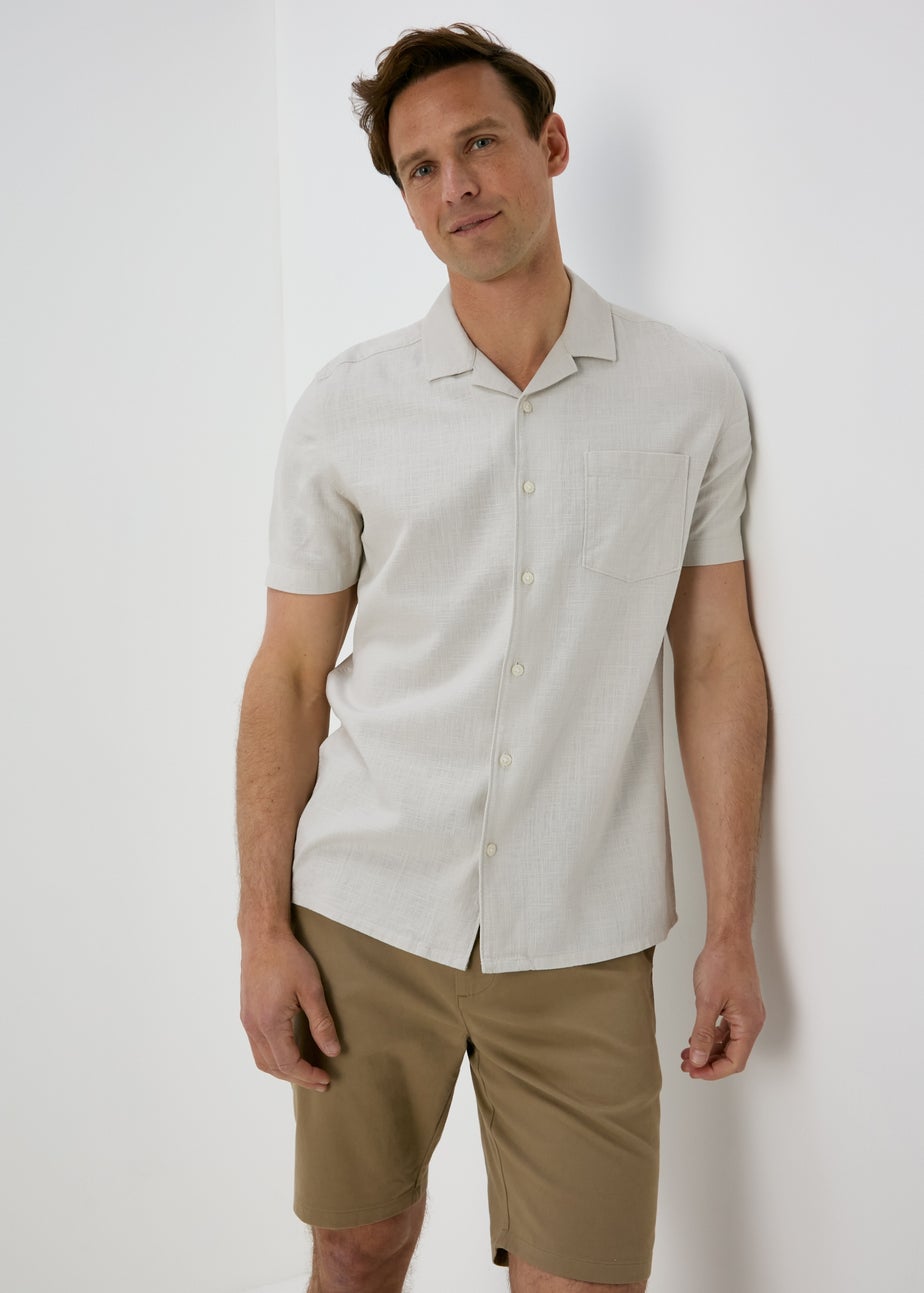 Ecru Linen Short Sleeve Shirt
